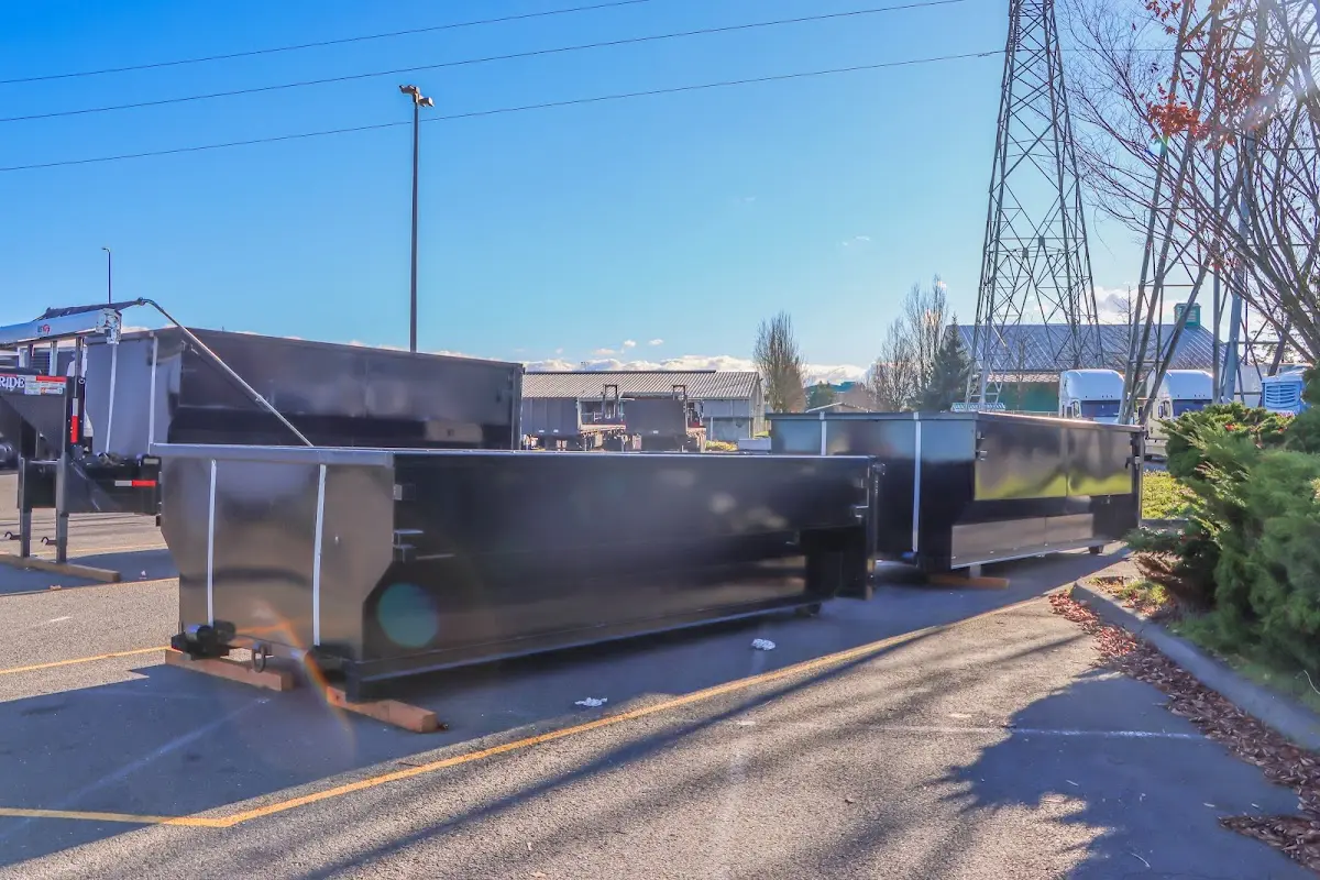 Roll-off dumpster ready for waste disposal at job site for Construction Dumpster Rental in Lincolnia